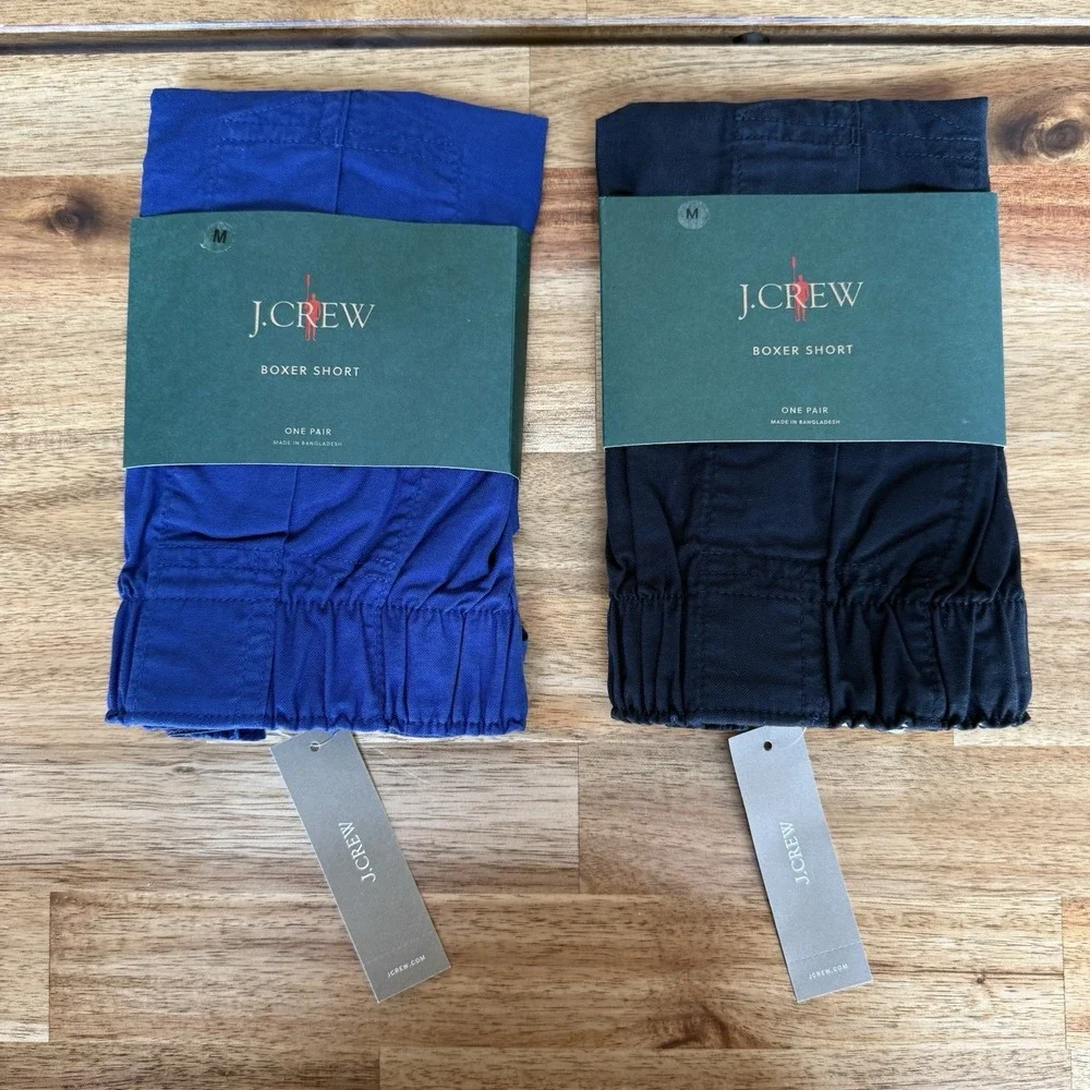 NWT Lot of 2 J Crew Broken In Boxers Mens M Underwear Navy Black Organic Cotton
